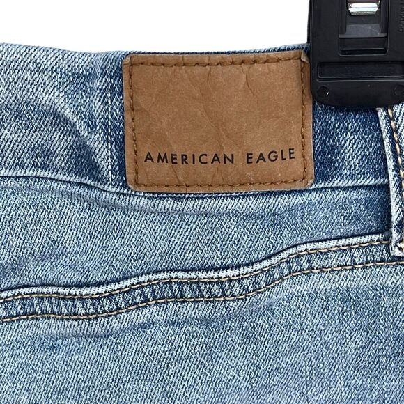American Eagle SZ 0 Curvy Hi-Rise Shortie Jean Shorts Distressed Stretch Light - Picture 4 of 10